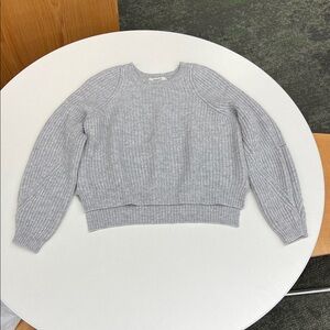 Pharaoh Collection 90% wool 10% cashmere long sleeve cropped luxury sweater gray